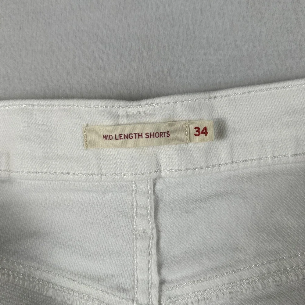 Levi's Bermuda Shorts Womens 34 White Denim Stretch Mid Length Casual Summer
